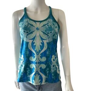 Athleta Tank Top Women Small Blue Tie Dye Floral Print Sleeveless